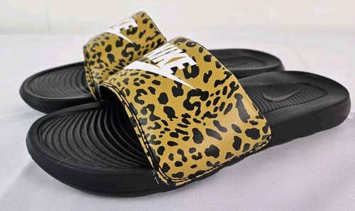 NIKE sandali donna Victory One Slide taglia 9 nero chutney bianco stampa ghepardo