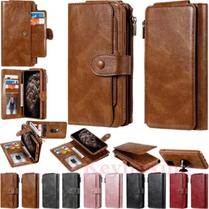 For Samsung S10 S9 S8 Note 10 Plus Detachable Magnetic Leather Wallet Case Cover - Picture 1 of 53
