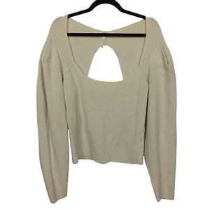 Suéter Free People Mujer XL Beige Tejido Pullover Acanalado Recortado Manga Larga Top - Imagen 1 de 6