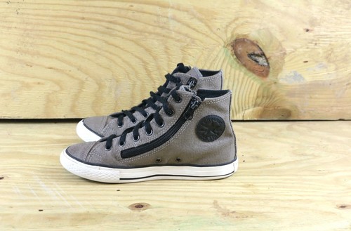 Sneakers Converse Chuck Taylor bambina 2 5 pelle grigio scarpe alte zip laterale