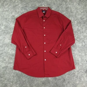 Basic Editions Shirt Men Extra Large Red Solid Classic Fit Long Sleeve Button Up - Picture 1 of 13