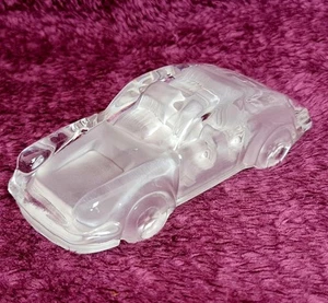 Vintage 1980s Hofbauer Germany Porsche 911 Car Crystal Frosted Paperweight 6'' - Picture 1 of 9