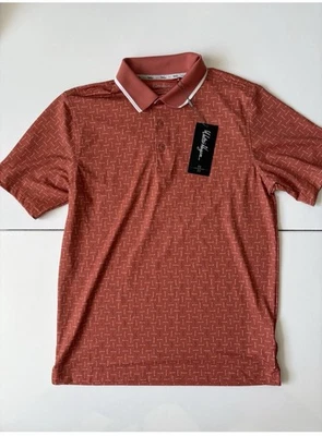 Walter Hagen P11 男式大号破损 Geo Leaf 橙色高尔夫 Polo 14s — 第 1/4 张图片