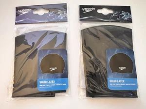 Speedo BLACK Solid Latex Swim Cap One-Size Unisex (2 Packs) Brand New! - Picture 1 of 2