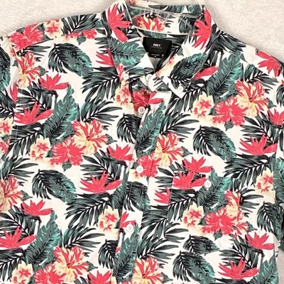 Obey Hawaiian Camp Shirt Mens M Multicolor AOP Palm Floral Print Skater Preppy - Image 1 of 4