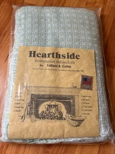 Tovaglia Hearthside Fallani Cohn tessuto verde filato a casa 52" x 70" NUOVA NOS VINTAGE - Foto 1 di 3