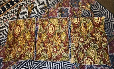 Pottery Barn Standard Shams x3 Rojo Floral Rayas Pájaro Reversible 20x26 RARO 2012 Foto 1 de 4