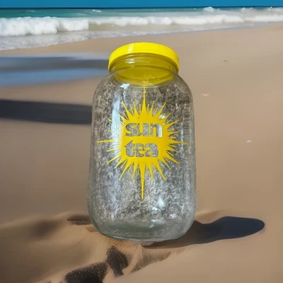 Tarro de vidrio Suntea vintage tapa amarilla grande contenedor de té para el sol decoración de cocina retro Foto 1 de 4