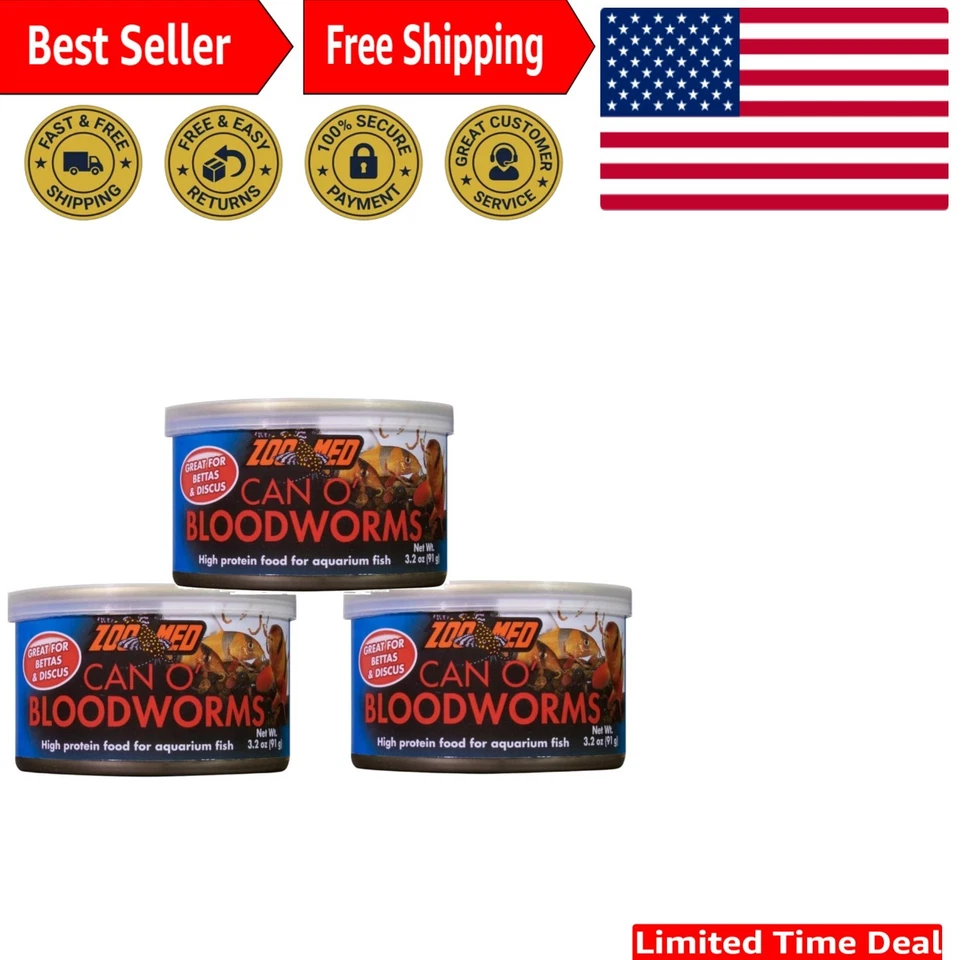 Paquete de 3 Can O Bloodworms 3,2 oz - Alimentos ricos en nutrientes para Bettas y Disco Foto 1 de 2