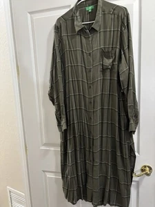 Dip Long Sleeve Collard Tunic Shirt Dark Green Avocado Dress Size 3X Long Sleeve - Picture 1 of 6