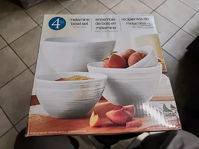 Pandex Juego de 4 Cuencos Anidados de Melamina Ombre con Tapas - Gris Claro Foto 1 de 4