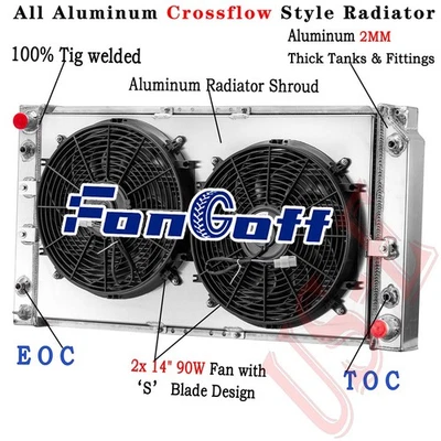 3-Row Radiator Shroud Fan Fits 94-96 Chevy Caprice Impala Buick Roadmaster 5.7L - Imagem 1 de 4