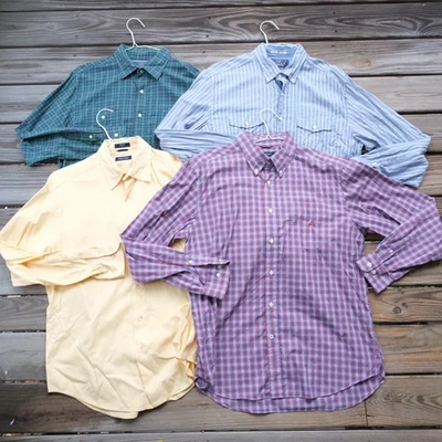 Nautica LOT OF 4 Men's Long Sleeve Button Up / Down Shirts Size Large - Image 1 of 4