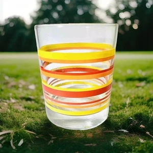 Vaso MCM vintage de bola baja a rayas amarillas, naranjas y rojas - Imagen 1 de 7