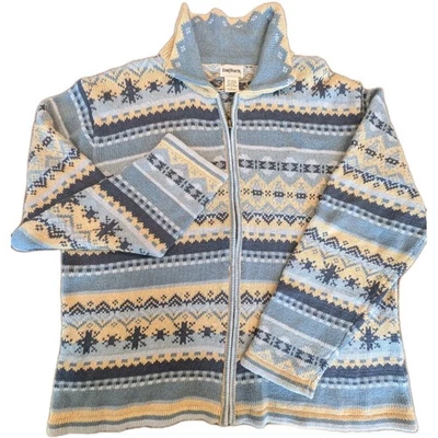 Кардиган BonWorth свитер женский размер большой синий хаки с длинным рукавом на молнии  - Изображение 1 из 4