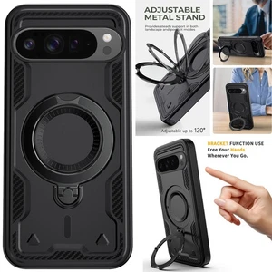 Funda protectora negra con soporte de anillo de alta resistencia para Google Pixel 10 Pro XL/10 Pro/10 - Imagen 1 de 43