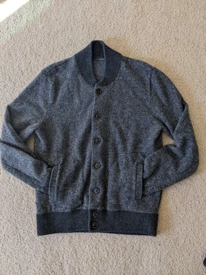 J. Cárdigan bombardero de lana Crew - XS para hombre, gris 100 % lana Foto 1 de 4