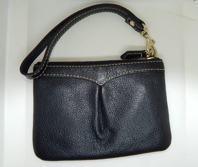Dooney & Bourke Wristlet Wallet Purse Pleated LNC AWL Rich Black Leather Bag - Image 1 of 4