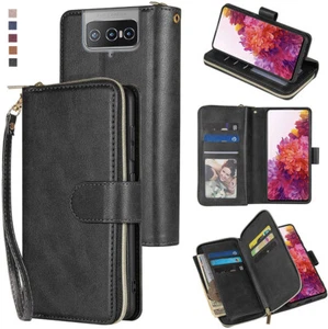 Custodia a portafoglio 8 flip Asus Zenfone 9 schede slot con cerniera cavalletto custodia flip in pelle - Foto 1 di 42