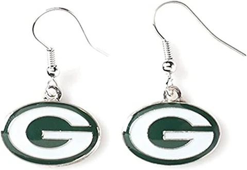 NFL Green Bay Packers Logo Dangler Earrings  Silver  Size 2.5 Aaron Rodges Cover