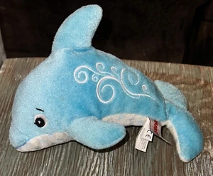 2009 botella azul Aurora nariz delfín lunares vientre animal de peluche bordado - Imagen 1 de 9