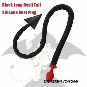 PU Leather Demon Tail Whip Torture Cute Beads Plug Whip Cosplay For Couple