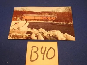 B40 VINTAGE POSTCARD OLD COVERED BRIDGE OTTAUQUECHEE RIVER SPRING THAW VERMONT - Picture 1 of 1