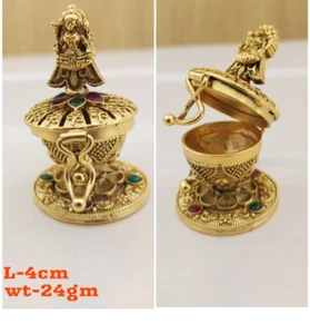 Indian Bollywood Wedding Sindoor Dabbi Kumkum Box Laxmi Pooja Gift Jewelry - Picture 1 of 2