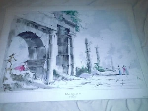 Vintage Abstract Art Litho  Italian Landscape IV by  W Hastings  24 x 18" - Picture 1 of 7