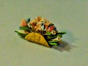 Decorative Miniature Tan Basket WIth Colorful Flowers 1 1/4" Tall - Picture 1 of 2