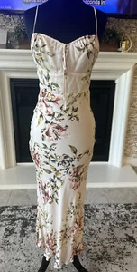 NWT Lavender Brown Floral Wrinkle Free Vintage Style Midi Fitted Resort Dress S - Picture 1 of 10