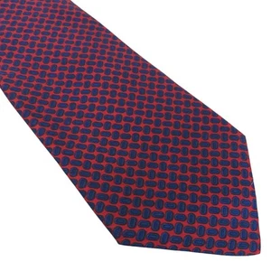 Vintage Silk Italian Made Da Vinci Red Blue Patterned Men's Tie - Picture 1 of 5