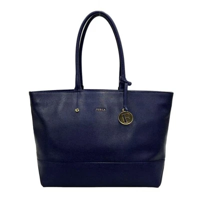 FURLA navy leather tote bag shoulder bag used - Image 1 of 4