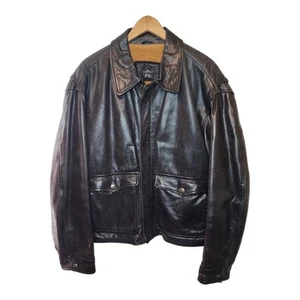 Vintage Les Copain Leather Jacket Bomber Flight Sherpa Lined Italy 50 US Large - Picture 1 of 15