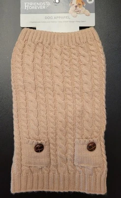 Forever Friends Dog Apparel Knit Sweater Jacket - color Brown-Size Medium - Image 1 of 3