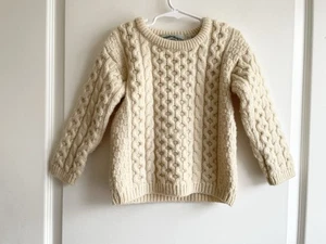 Aran Crafts 4-5 Kids Unisex Irish Wool Crew neck Sweater Fisherman - Picture 1 of 5