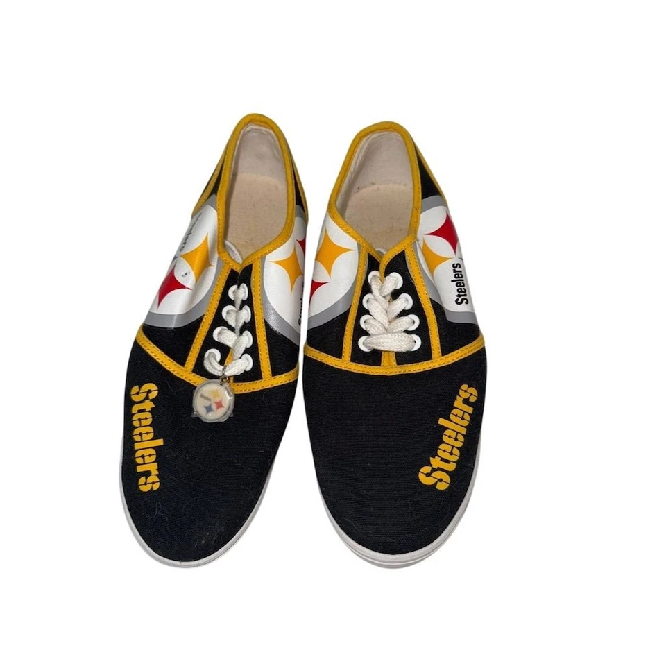 Tenis con cordones para mujer Pittsburgh Steelers con encanto talla 8 fanático de la NFL Bradford Foto 1 de 4