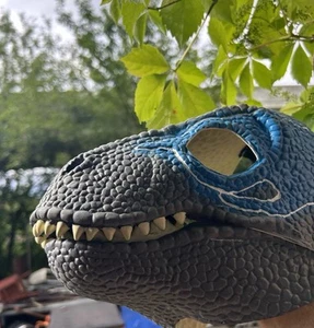 Velociraptor Jurassic Park Blue Dinosaur Dino Rubber Halloween Mask Raptor 2x - Picture 1 of 8