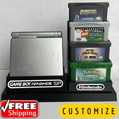 Game Boy Advance SP & 9 Game Cartridges Display- DISPLAY ONLY (Customize Colors) - Image 1 of 4