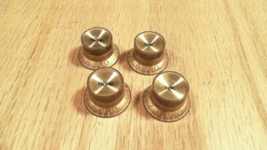 4 GIBSON REFLECTOR TOP HAT GUITAR CONTROL KNOBS 1970's VINTAGE ORIGINAL G325-21 - Picture 1 of 5