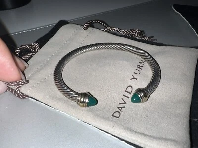 David Yurman Cable Classic Green Onyx and Gold Bracelet 5mm - Image 1 of 3