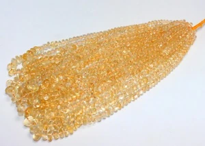 AAA Natural Yellow Citrine Smooth Rondelle 7/8mm Gemstone Beads 8 Inch Long - Picture 1 of 4
