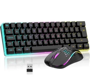 RedThunder K62 Wireless 60% RGB Gaming Keyboard and Mouse Combo Rechargeable - Picture 1 of 6