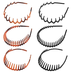 6 Pack Zig Zag Shark Tooth Hair Comb Headbands for Women Plastic Plain Hair Band - Picture 1 of 12