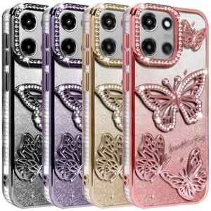 Coque pour Motorola Moto G 5G 2025 plaquée paillettes design papillon - Photo 1 sur 21