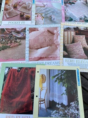 8 Crochet Patterns Home Designs Filet Patterns Tablecloth, Curtains House Pillow - Image 1 of 4