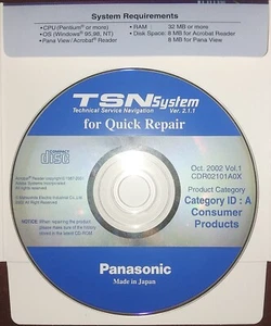 PANASONIC 2002 Repair TSN System Technical Service Navigation CD ROM CDR02101A0X - Picture 1 of 4