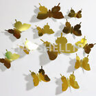 12PCS 3D Butterfly Adhensive Wall Stickers Decal PVC Home Room Decor Colourful
