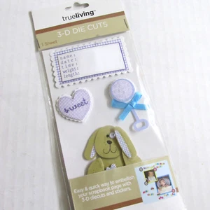 True Living 3D Die Cut Stickers Baby Boy Embellishments Dimensional Birth Record - Picture 1 of 6