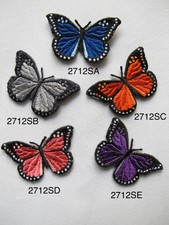 #2712S 1 7/8" Blue,Grey,Orange,Pink Purple Butterfly Embroidery Applique Patch